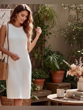Joie Fahfia B Sleeveless White Knit Shift Dress